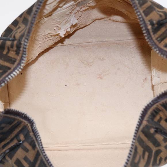 FENDI Zucca Canvas Vanity Pouch Brown Black Silver Auth 87877 - Picture 12 of 16